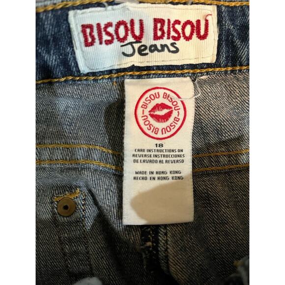 Bisou Bisou Jeans Women's 18 Blue Straight Leg Mid Rise Medium Wash Denim Pants - Picture 3 of 5